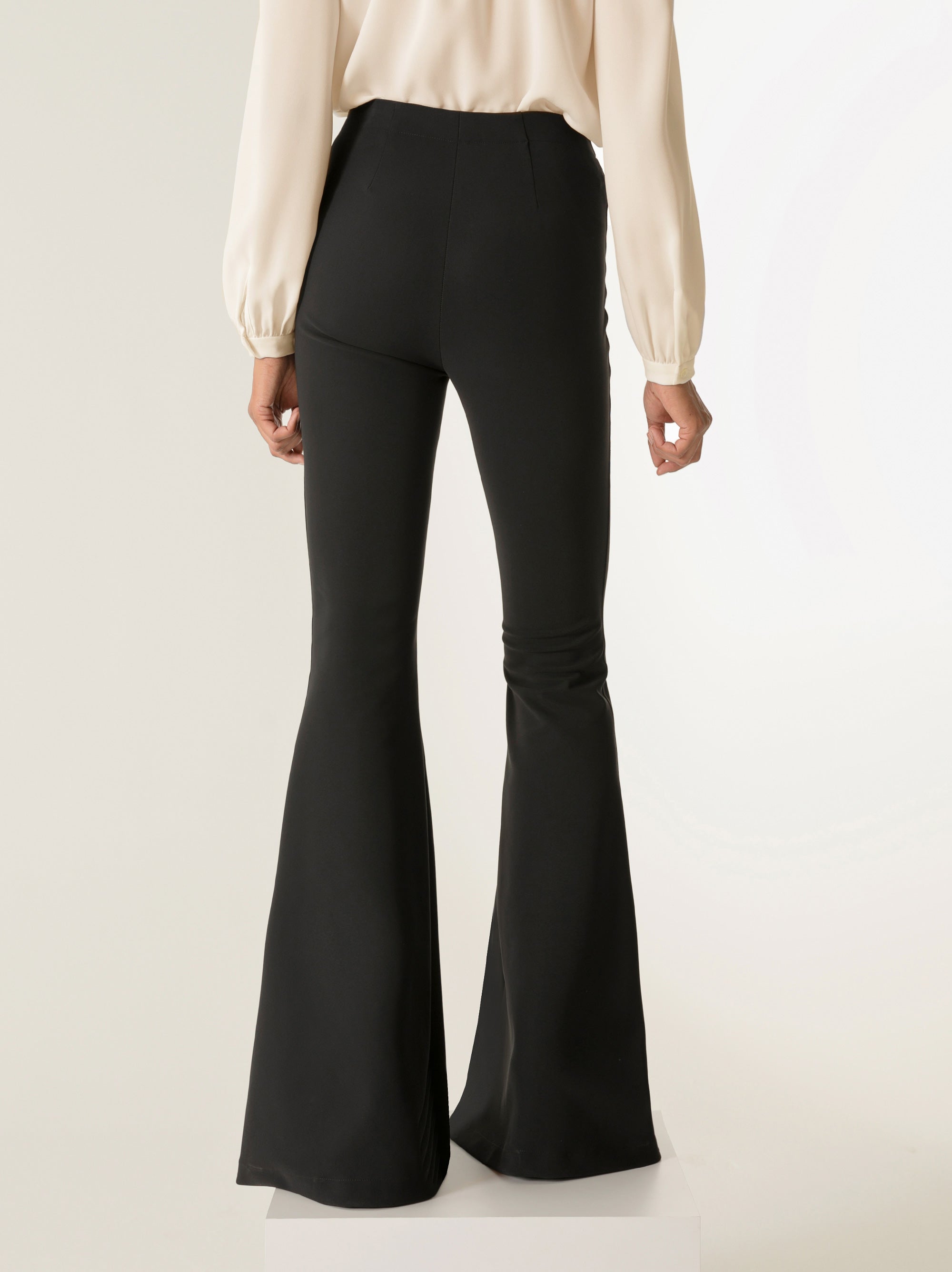 High Waist Bell Bottom Flare Pants - Black Sheen – Noralina Freedom Designs